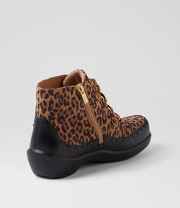 ALEXIA XW ZR BLACK TAN LEOPARD LEATHER SUEDE