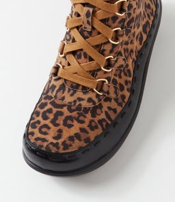 ALEXIA XW ZR BLACK TAN LEOPARD LEATHER SUEDE