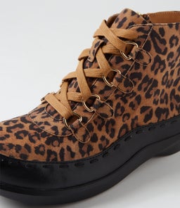 ALEXIA XW ZR BLACK TAN LEOPARD LEATHER SUEDE