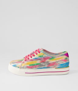 ASHLEEN W ZR MULTI DOT FUCHSIA MET LEATHER