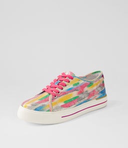 ASHLEEN W ZR MULTI DOT FUCHSIA MET LEATHER