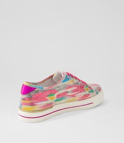ASHLEEN W ZR MULTI DOT FUCHSIA MET LEATHER