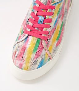 ASHLEEN W ZR MULTI DOT FUCHSIA MET LEATHER