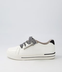 AUDRY W ZR WHITE BLACK WRINKLE PATENT LEATHER