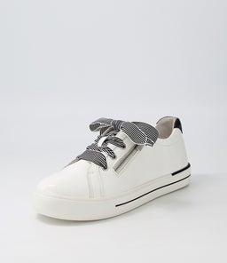 AUDRY W ZR WHITE BLACK WRINKLE PATENT LEATHER