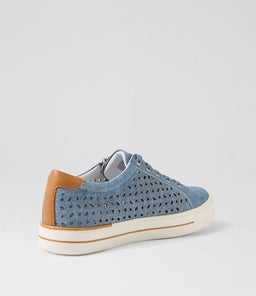 AYLEEN W ZR BLUE DENIM DK TAN LEATHER