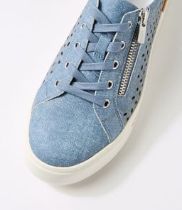 AYLEEN W ZR BLUE DENIM DK TAN LEATHER