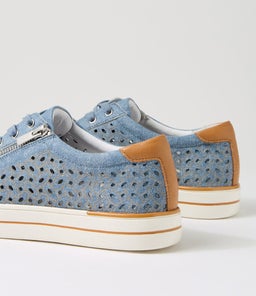AYLEEN W ZR BLUE DENIM DK TAN LEATHER