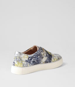 POPPIES XF ZR NAVY&SILVER FLORAL SILVER LEATHER