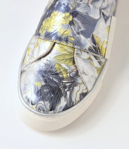 POPPIES XF ZR NAVY&SILVER FLORAL SILVER LEATHER