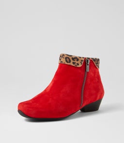 CATHAL XW ZR RED TAN LEOPARD SUEDE