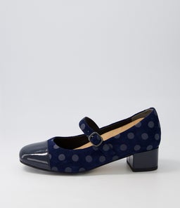 KOWDER W ZR NAVY NAVY SPOT PATENT SUEDE