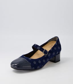 KOWDER W ZR NAVY NAVY SPOT PATENT SUEDE