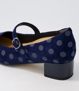 KOWDER W ZR NAVY NAVY SPOT PATENT SUEDE