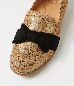 TARNOW XF ZR CAMEL&GOLD LEOPARD BLACK PONY SUEDE