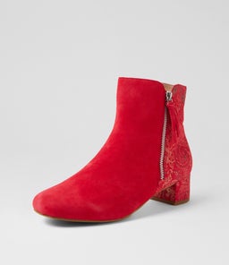 KELMAR W ZR RED RED ROYAL PRINT SUEDE
