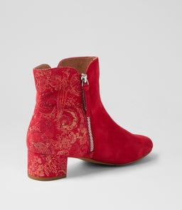 KELMAR W ZR RED RED ROYAL PRINT SUEDE