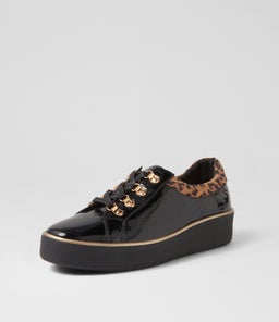 ZABBEY W ZR BLACK TAN LEOPARD PATENT SUEDE