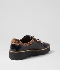 ZABBEY W ZR BLACK TAN LEOPARD PATENT SUEDE
