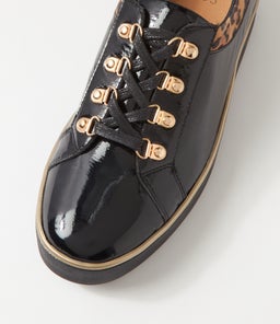 ZABBEY W ZR BLACK TAN LEOPARD PATENT SUEDE