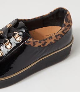 ZABBEY W ZR BLACK TAN LEOPARD PATENT SUEDE