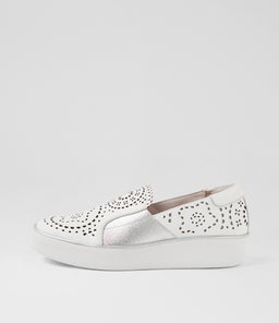 ZORIA W ZR WHITE SILVER LEATHER ELASTIC
