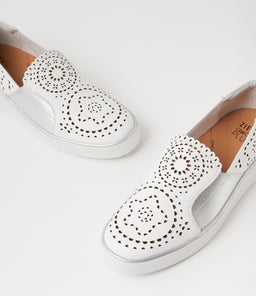 ZORIA W ZR WHITE SILVER LEATHER ELASTIC